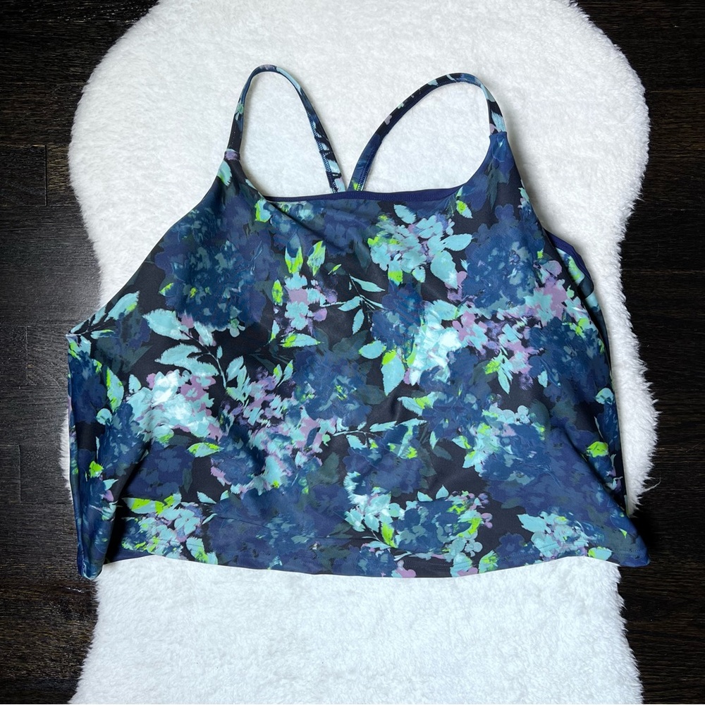 NWT Old Navy Active Floral PowerSoft Light Support Longline Sports Bra Size 4X